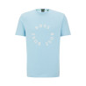 T-SHIRT BLEU EN COTON STRETCH AVEC LOGOS IMPRIMÉS CIRCULAIRES TEE 4 BOSS