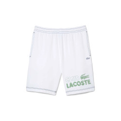 SHORT HOMME LACOSTE REGULAR FIT AVEC MARQUAGE CONTRASTÉ EN MOLLETON BLANC