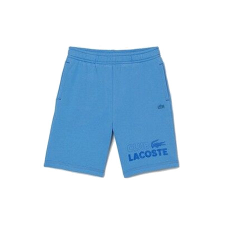 SHORT ENFANT LACOSTE AVEC MARQUAGE EN MOLLETON DE COTON BIOLOGIQUE BLEU