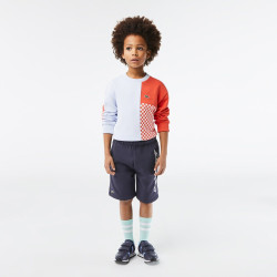 SHORT AVEC MARQUAGE CONTRASTÉ EN COTON BIOLOGIQUE BLEU MARINE