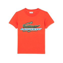 T-shirt enfant LACOSTE avec imprimé contrasté en coton orange