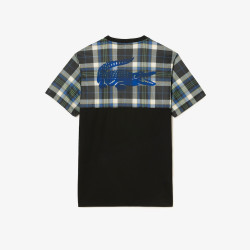 T-SHIRT HOMME LACOSTE TENNIS REGULAR FIT IMPRIMÉ CARREAUX NOIR