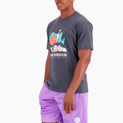 T-SHIRT À MANCHES COURTES NEW BALANCE EN JERSEY DE COTON HOOPS NOIR