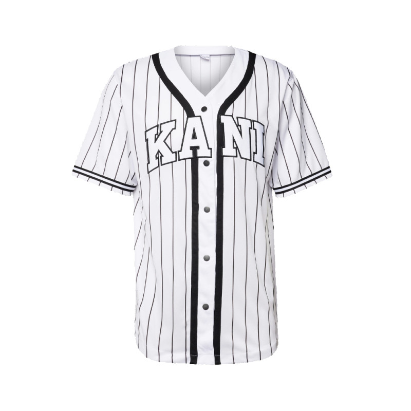 T-SHIRT KARL KANI SERIF PINSTRIPE BASEBALL SHIRT NOIR