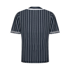 KARL KANI SERIF PINSTRIPE BASEBALL SHIRT NOIR