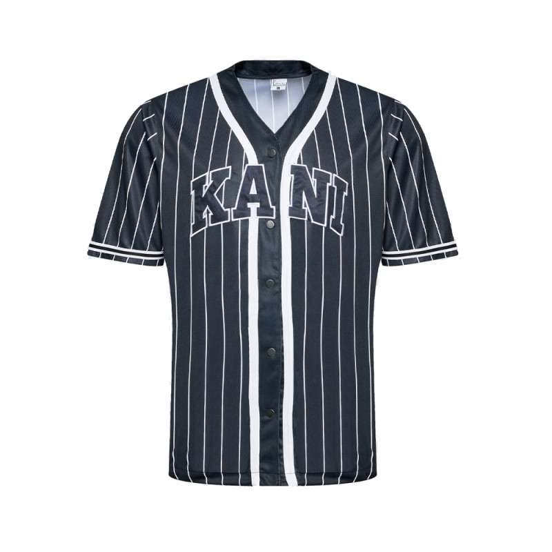 T-SHIRT KARL KANI SERIF PINSTRIPE BASEBALL SHIRT NOIR