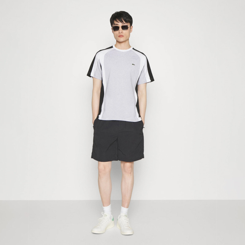 T-SHIRT REGULAR FIT GRIS TRICOLORE COLOR-BLOCK LACOSTE