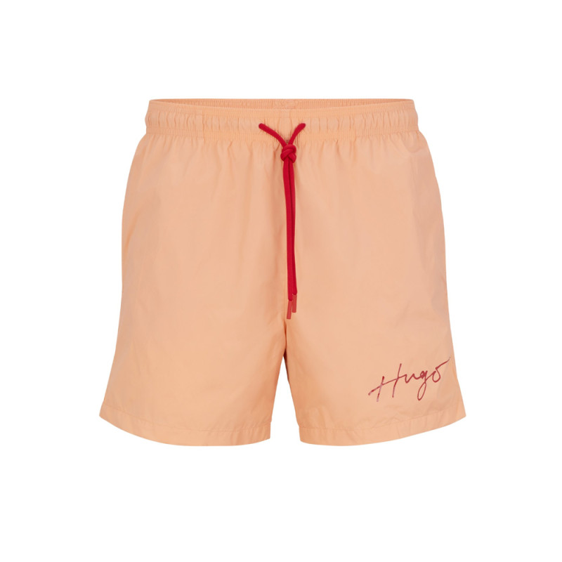 SHORT DE BAIN PAOL HUGO ORANGE EN TISSU RECYCLÉ AVEC LOGO MANUSCRIT