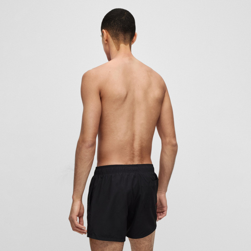 SHORT DE BAIN HUGO NOIR EN TISSU RECYCLÉ À SÉCHAGE RAPIDE