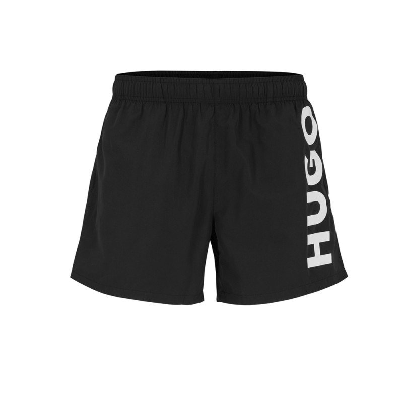 SHORT DE BAIN ABAS 50469303 HUGO NOIR DOUBLÉ EN TISSU RECYCLÉ À SÉCHAGE RAPIDE AVEC LOGO IMPRIMÉ