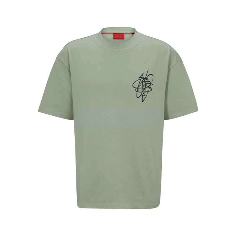 T-SHIRT 50493447 VERT DENEVADA HUGO OVERSIZE EN COTON À MOTIF ARTISTIQUE STREETWEAR