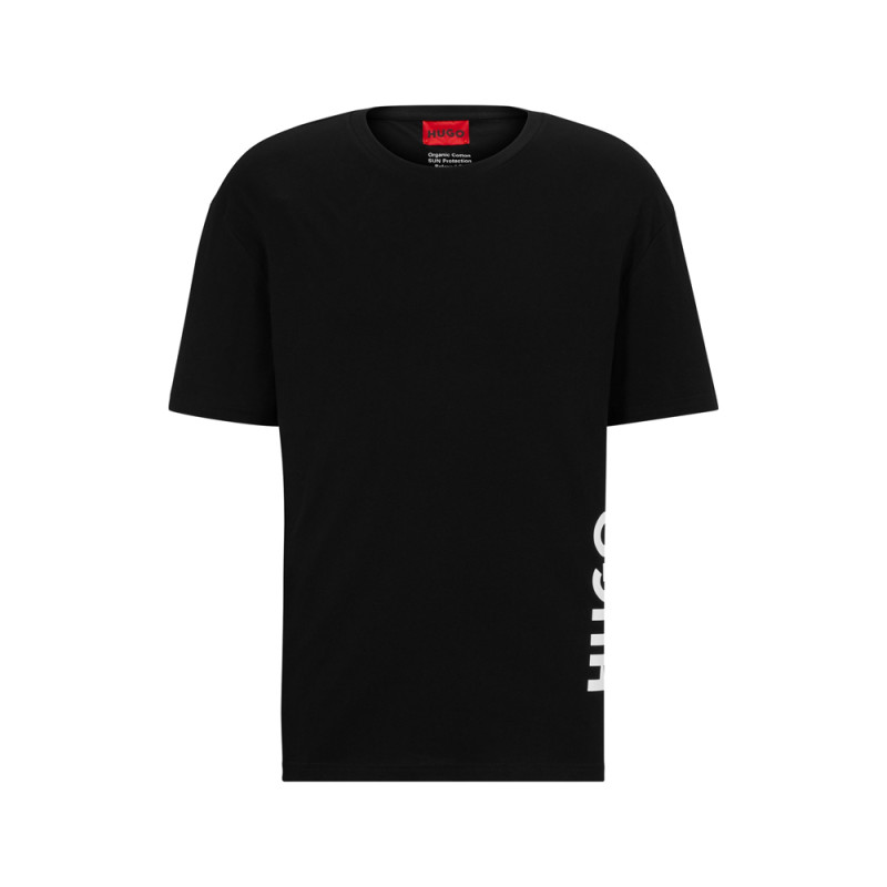 T-SHIRT NOIR RN RELAXED FIT HUGO EN COTON BIOLOGIQUE À LOGO VERTICAL