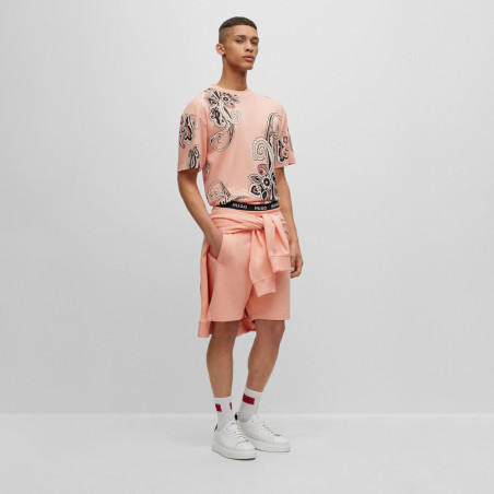 SHORT DIZ_C HUGO 50495713 630 EN COTON AVEC BADGE LOGO TON SUR TON