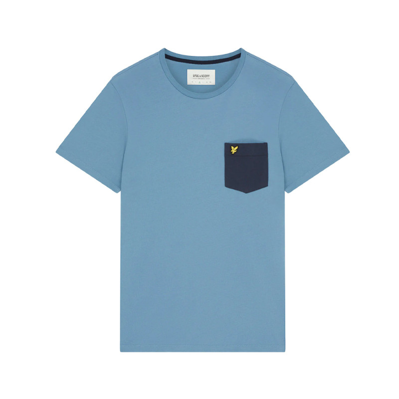 T-SHIRT LYLE & SCOTT CONTRAST POCKET BLEU