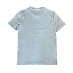 T-SHIRT EN COTON STRETCH À MOTIF ARTISTIQUE IMPRIMÉ ET BRODÉ TEE 4 BOSS BLEU CIEL