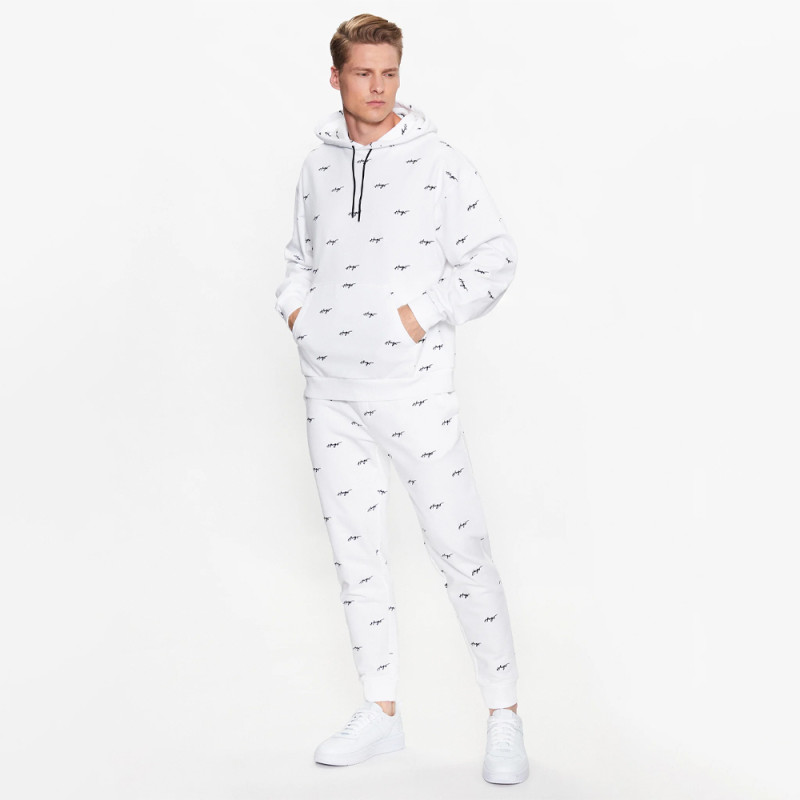 BAS DE SURVÊTEMENT BLANC AVEC LOGO MANUSCRIT BRODÉ HUGO