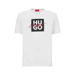 T-Shirt Hugo en jersey de coton à logos revisité et manuscrit DALPACA Blanc