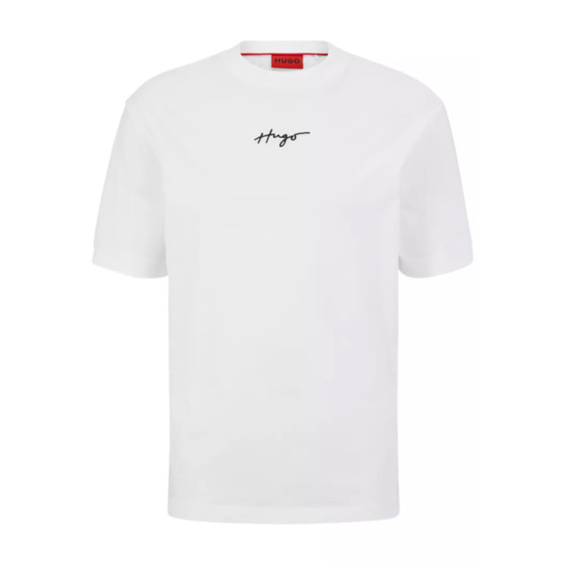 T-SHIRT RELAXED FIT BLANC EN COTON AVEC LOGO MANUSCRIT DONTEVIDEO HUGO