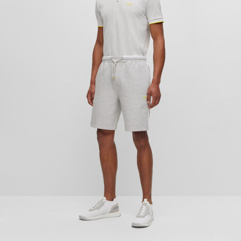 SHORT GRIS CHINÉ COTON MÉLANGÉ