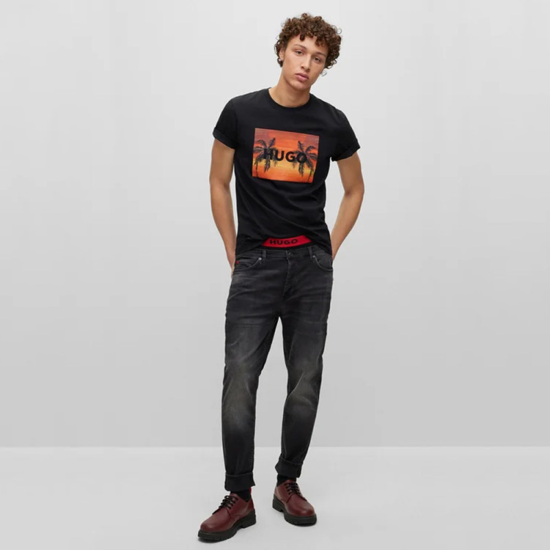 T-SHIRT NOIR HUGO EN COTON
