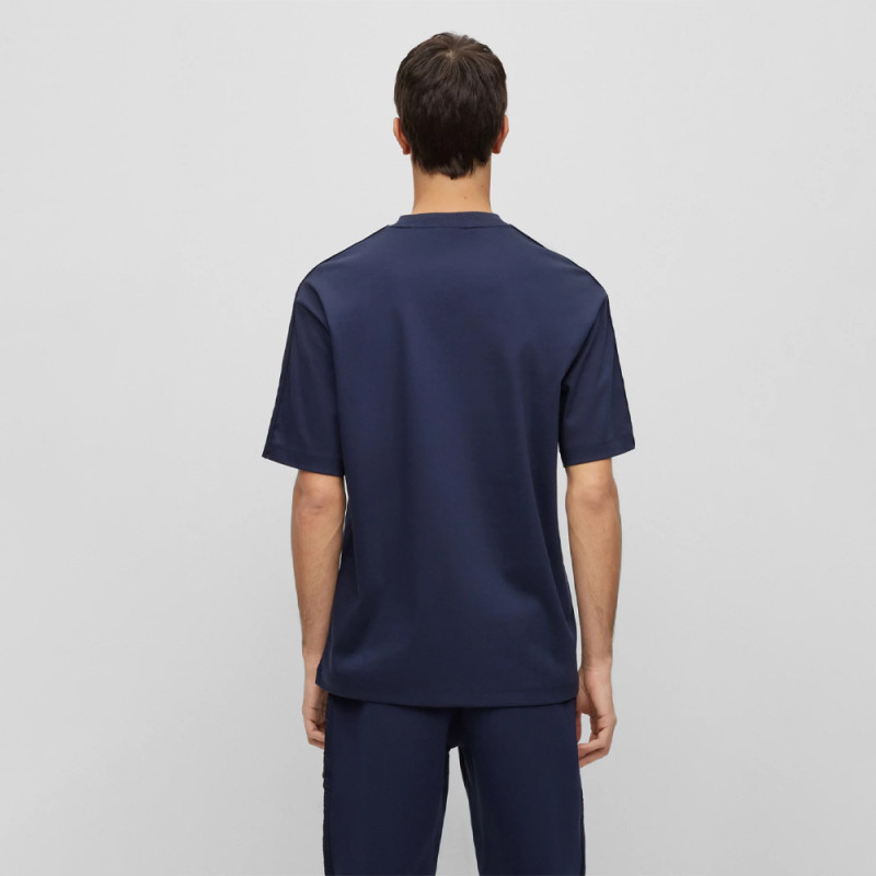 T-SHIRT BLEU FONCÉ EN COTON INTERLOCK À LOGO ENCADRÉ DALIX HUGO