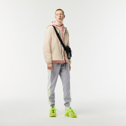 PANTALON DE JOGGING LACOSTE AVEC MARQUAGE ET BANDES CONTRASTÉS GRIS