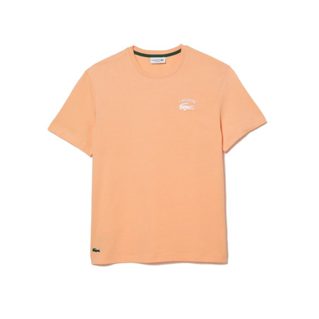 T-SHIRT REGULAR FIT LACOSTE EN JERSEY DE COTON ORANGE LOGO BRODÉ BLANC