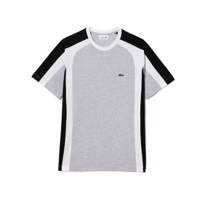 T-SHIRT REGULAR FIT GRIS TRICOLORE COLOR-BLOCK LACOSTE