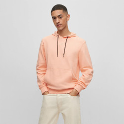 SWEAT À CAPUCHE EN MOLLETON DE COTON AVEC BADGE LOGO TON SUR TON DARATSCHI_C HUGO ROSE SAUMON