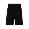 SHORT DIZ_C HUGO NOIR EN MOLLETON DE COTON AVEC BADGE LOGO TON SUR TON