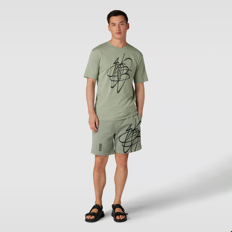 SHORT VERT RELAXED FIT EN COTON À LOGO FAÇON GRAFFITI