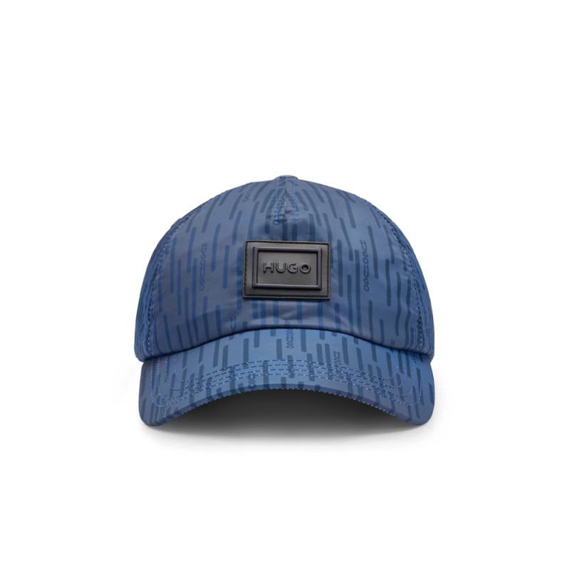 CASQUETTE BLEU À CINQ PANNEAUX EN TWILL ITALIEN AVEC LOGO ENCADRÉ JUDE-ME-N HUGO