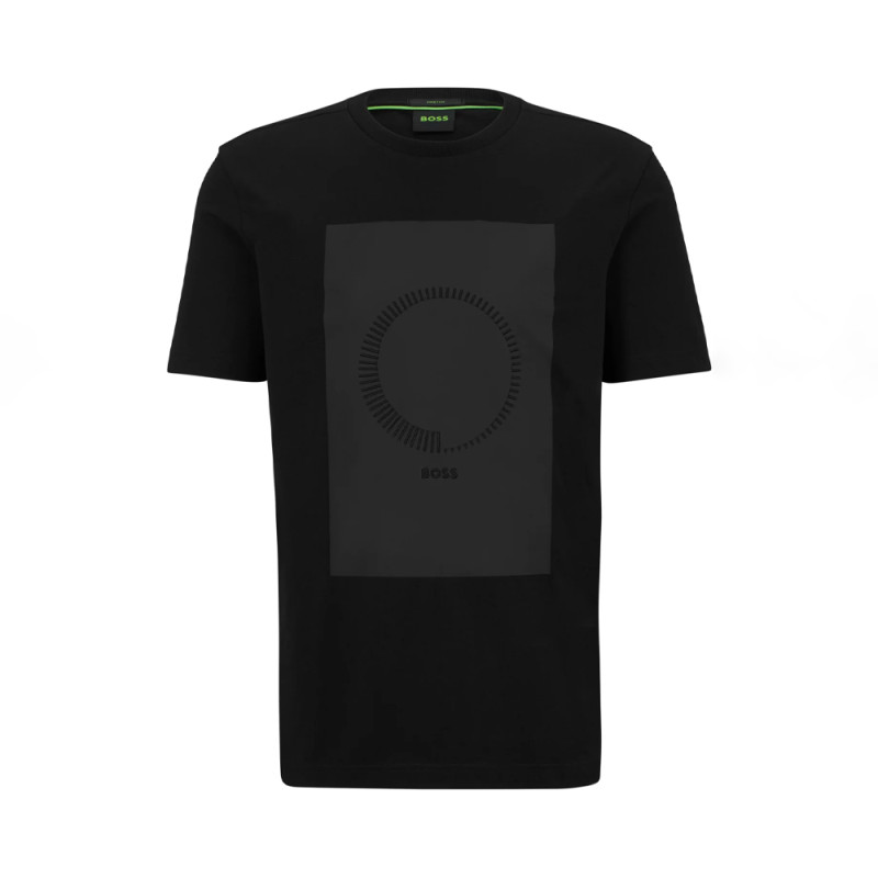 T-SHIRT EN COTON STRETCH À MOTIF ARTISTIQUE IMPRIMÉ ET BRODÉ TEE 4 BOSS NOIR