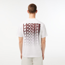 T-SHIRT LACOSTE IMPRIMÉ EN JERSEY ÉPAIS DE COTON BLANC