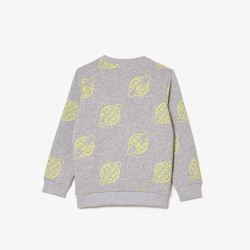 SWEATSHIRT ENFANT LACOSTE GRIS AVEC IMPRIMÉ CONTRASTÉ