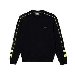 SWEATSHIRT LACOSTE NOIR AVEC BRODERIE JAUNE EN DOUBLE-FACE DE COTON