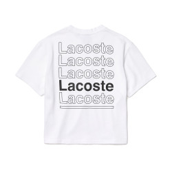 T-SHIRT LACOSTE LIVE AMPLE A COL ROND EN COTON BLANC IMPRIMÉ