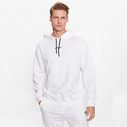 SWEAT À CAPUCHE RELAXED FIT EN MOLLETON DE COTON BLANC À LOGO MANUSCRIT DALEGRE HUGO