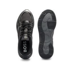 BASKETS BOSS EN MÉLANGE DE MATIÈRES AVEC MESH ET SIMILICUIR