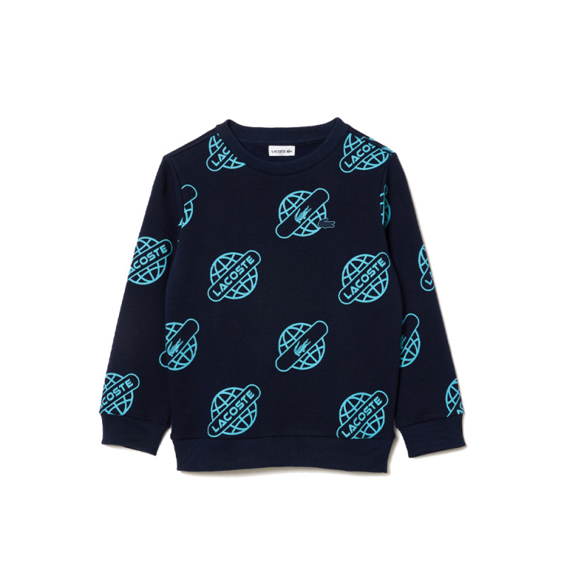 SWEATSHIRT ENFANT LACOSTE BLEU MARINE AVEC IMPRIMÉ CONTRASTÉ