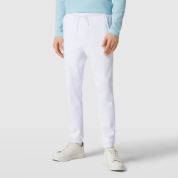 BAS DE SURVÊTEMENT BLANC EN COTON INTERLOCK AVEC LOGO INCURVÉ