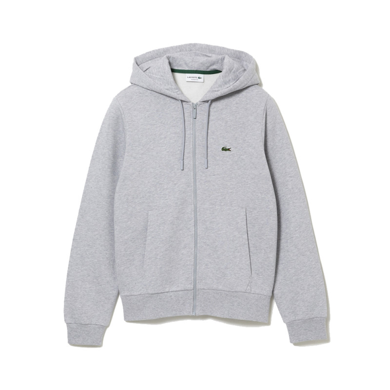 SWEATSHIRT ZIPPÉ À CAPUCHE LACOSTE SPORT AVEC EMPIÈCEMENTS EN MESH GRIS