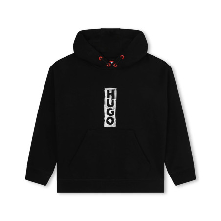 SWEAT À CAPUCHE MOLLETONNÉ NOIR ENFANT HUGO