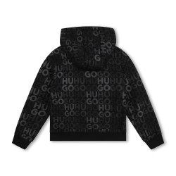 CARDIGAN À CAPUCHE NOIR ENFANT HUGO AVEC IMPRIMÉ