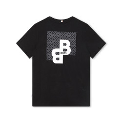 T-SHIRT NOIR BOSS ENFANT MANCHES COURTES