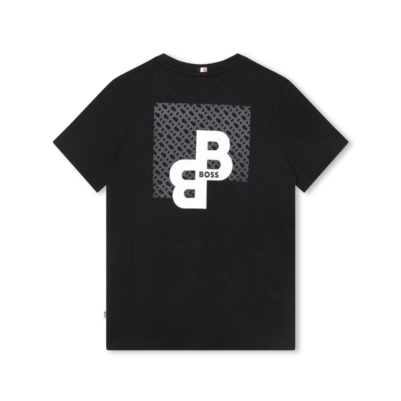 T-SHIRT NOIR BOSS ENFANT MANCHES COURTES