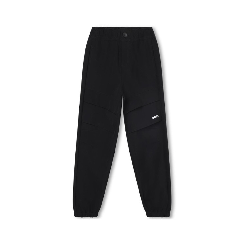 PANTALON DE JOGGING NOIR BOSS ENFANT AVEC POCHES À RABAT SUR LE DEVANT