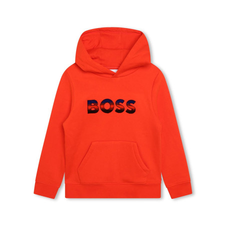 SWEATSHIRT À CAPUCHE ROUGE BOSS ENFANT AVEC LOGO BRODÉ