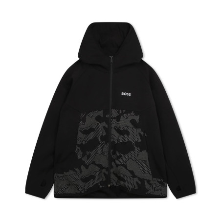 SWEATSHIRT À CAPUCHE ZIPPÉ BOSS ENFANT AVEC MOTIF CAMOUFLAGE RÉFLÉCHISSANT