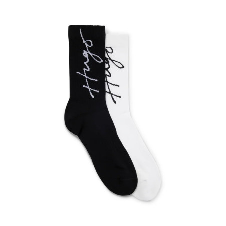 LOT DE DEUX PAIRES DE CHAUSSETTES A LOGOS MANUSCRITS